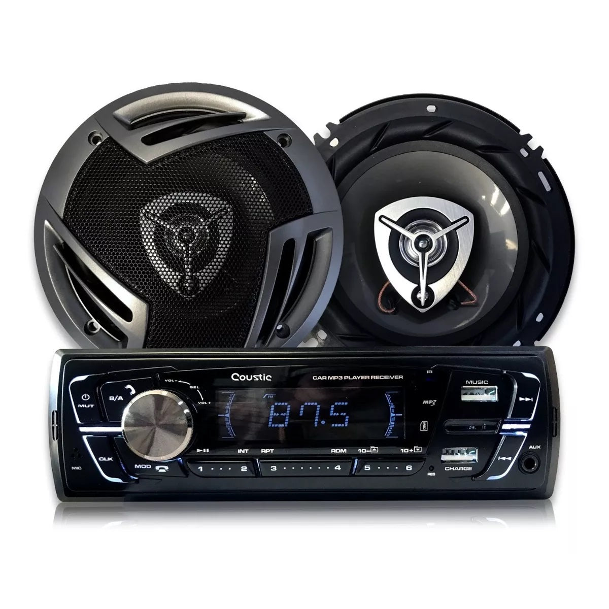 ESTEREO 1 DIN BT CON 2USB + BOCINAS 6"