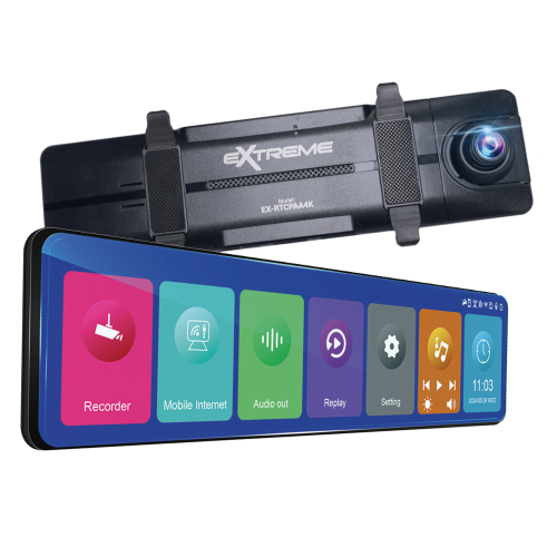 RETROVISOR 11" DVR,CP/AA,CAMFRONT+REV 4K