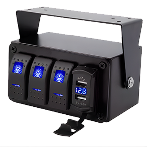 PANEL 3 SWITCHES+ USB+ 12V C/VOLTIMETRO