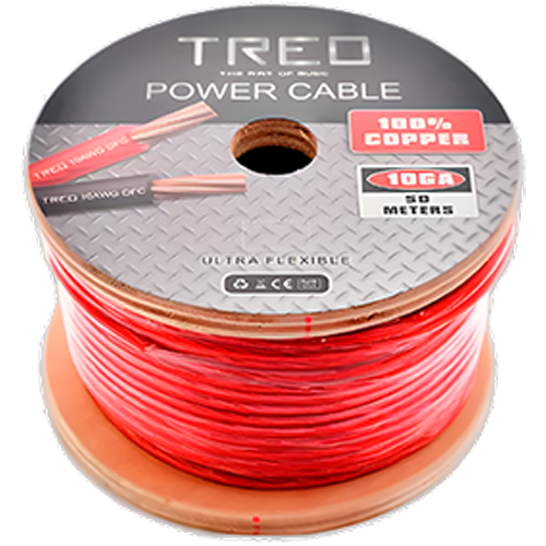 POWER CABLE CAL 10 50 MTS ROJO 100%COBRE